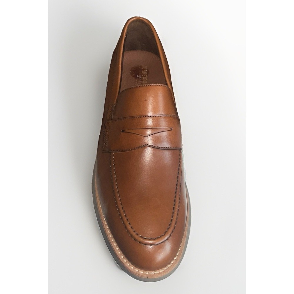 Johnston & Murphy Vaughn Penny Loafers Cognac Brown Leather Mens Size 8 NEW